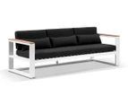 Balmoral 3 Seater Outdoor Aluminium and Teak Lounge - Outdoor Aluminium Lounges - White