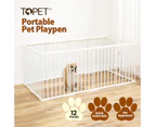 TOPET Portable 12 Panel Pet Dog Playpen Puppy Exercise Cage Play Pen Fence - White