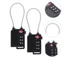 OULII 4pcs Portable TSA Approved Security Cable Luggage Lock 3-Digit Combination Password Lock Padlock (Black)