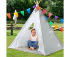 Large Teepee Tent Foldable Canvas Children Play Tent Playhouse Kids f In/Outdoor White