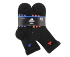 adidas Youth Kids Boys Girls Children Cushioned High Quarter Socks 6-Pair - Black