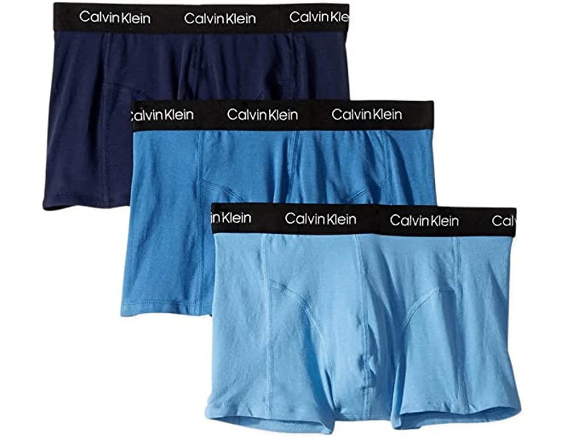 Calvin Klein Men's Underwear Cotton Stretch Trunk 3 Pack - Peacoat/Delft/Silver Lake