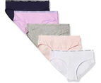Calvin Klein Girls' Underwear Cotton Bikini Briefs Panty, 5 Pack - Heather Grey/White/Crystal Pink/Symphony/Ck Lilac