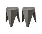 Artiss 2x Bar Stools Puzzle Plastic Foot Stool Grey