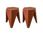 ArtissIn 2x Bar Stools Puzzle Plastic Foot Stool Red