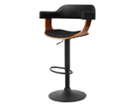 Artiss Bar Stools Gas Lift Leather w/Armrest All Black