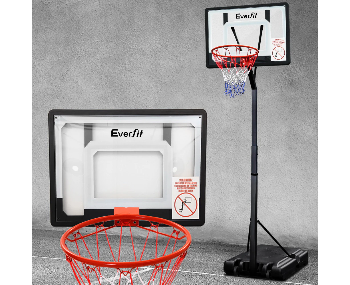 Everfit 2.6M Basketball Hoop Stand System Adjustable Portable Pro Kids Clear