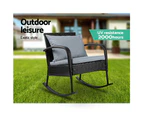Gardeon Outdoor Furniture Rocking Chair Wicker Garden Patio Lounge Setting Black