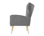 Artiss Armchair Lounge Accent Chairs Armchairs Chair Velvet Sofa Seat - Grey