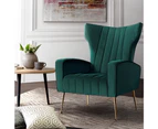Artiss Armchair Lounge Accent Chairs Armchairs Chair Velvet Sofa Seat - Green