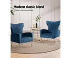 Artiss Armchair Lounge Accent Chairs Armchairs Chair Velvet Sofa Seat - Blue