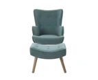 Artiss Armchair Lounge Chair Ottoman Accent Armchairs Sofa Fabric Chairs Blue