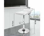 Bar Stool Height Adjustable Swivel Kitchen Stools Backless Seat Leather Counter Dining Chairs with Footrest (Set of 2) - White