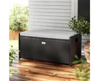 Gardeon Outdoor Storage Bench Box Wicker Garden Sheds Tools Cushion Patio Furniture Black