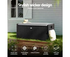 Gardeon Outdoor Storage Bench Box Wicker Garden Sheds Tools Cushion Patio Furniture Black