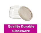 GLASS JARS w/ WOOD LID 350mL [24 Pack] Kitchen Pantry Canister Container Storage Clear Glass Food Storage Containers Home Canisters with Airtight Lids