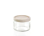 GLASS JARS w/ WOOD LID 350mL [12 Pack] Kitchen Pantry Canister Container Storage Clear Glass Food Storage Containers Home Canisters with Airtight Lids