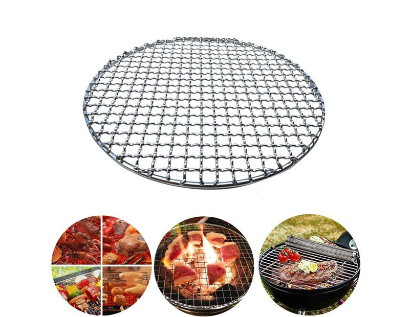 15" Stainless Steel Round BBQ Grill Roast Mesh Net Non-stick Barbecue Baking Pan