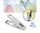 80Pcs Stainless Steel Clothes Pegs Hanging Pins Clips Laundry Metal Clamps