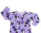 Bonds Baby Zip Wondersuit - Panda Sticker Cotton Lilac