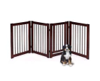 Costway 4 Panel Freestanding Pet Gate Foldable Wood Dog Fence Barrier  Security Gate