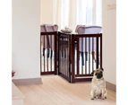 Costway 4 Panel Freestanding Pet Gate Foldable Wood Dog Fence Barrier  Security Gate