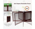 Costway 4 Panel Freestanding Pet Gate Foldable Wood Dog Fence Barrier  Security Gate