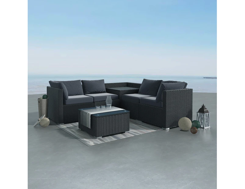 Dreamo 6PCS Outdoor Modular Lounge Sofa Coogee - Black