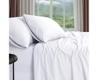 100% Organic Cotton 1200TC White Queen Size Flat Fitted Sheet Pillowcase Set - White