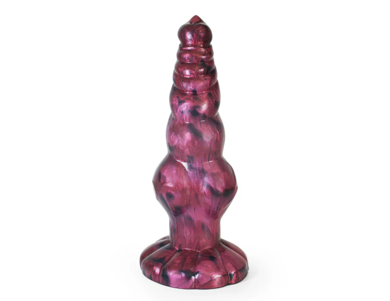 22.7Cm Liquid Silicone Suction Cup Rosy Thick Dildo Sex Toys - Maroon