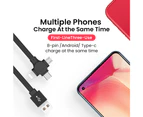 1m 2.4A USB-A for Lightning/Type-C/Micro USB Cable Charging Data Cable for iPhone14 Pro Max for Huawei Mate50 for Xiaomi -Black