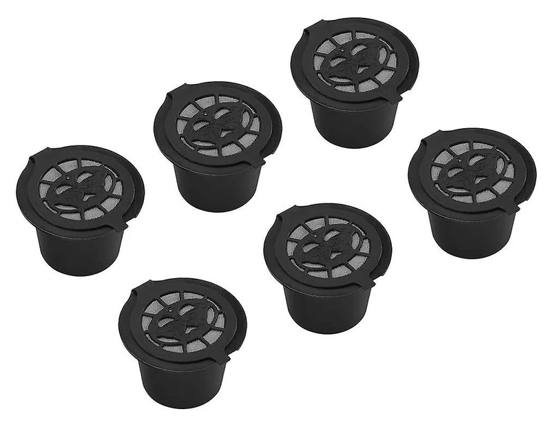 Coffee Capsule Filters, Plastic + 304 Stainless Steel Refillable Reusable Cup Filters Baskets Replacement For Capsule Coffee Machine(black)(6pcs)