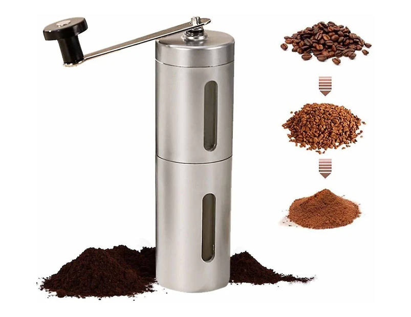 Stainless Steel Manual Coffee Grinder, Home Portable Coffee Bean Grinder Hand Crank Bean Grinder Freshly Ground Manual Coffee Maker (1pcs)