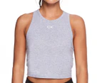Calvin Klein Performance Women's Logo Fitted Racerback Crop Top - Pearl Grey Heather