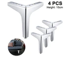 4 Pack Metal Furniture Sofa Legs, Modern Style DIY Furniture Feet Replacement, Triangle Table Cabinet Cupboard Legs - Silver - 15cm