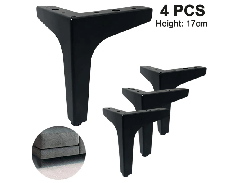4 Pack Metal Furniture Sofa Legs, Modern Style DIY Furniture Feet Replacement, Triangle Table Cabinet Cupboard Legs - Black - 17cm