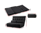 Artiss Lounge Sofa Bed 2-seater Floor Folding Suede Charcoal