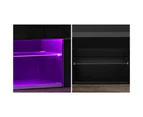 Oikiture Entertainment Unit TV Stand LED Gloss 130cm - Black