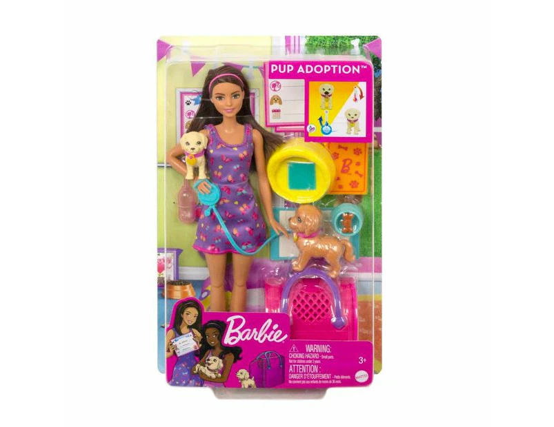 Barbie Pup Adoption Doll And Accessories - Pink