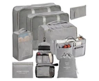 9-piece Set Cubes Travel Bags Packing Organizers with Shoes Bag-Grey