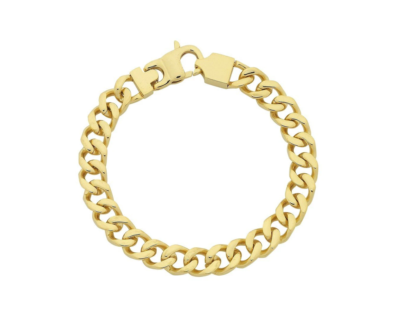 Bevilles Jewellers Curb Link Bracelet Stainless Steel Yellow Gold 21cm