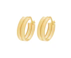 Bevilles Double Round Hoop Earrings 20mm in 9ct Yellow Gold Silver Infusion