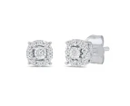 Bevilles Tia Miracle Halo Diamond Stud Earrings in 9ct White Gold