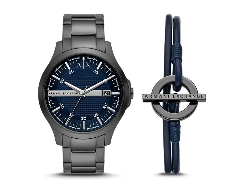 Armani Exchange Hampton Men's Black and Blue Watch Gift Set AX7127 - Black