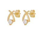 Bevilles 9ct Yellow Gold Silver Infused Stud Earrings