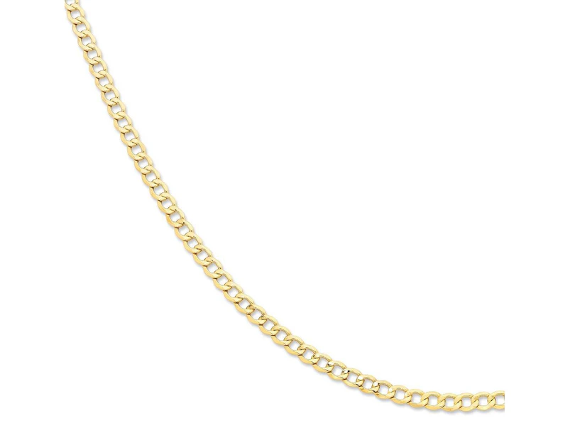 Bevilles 9ct Yellow Gold Silver Infused Necklace Curb