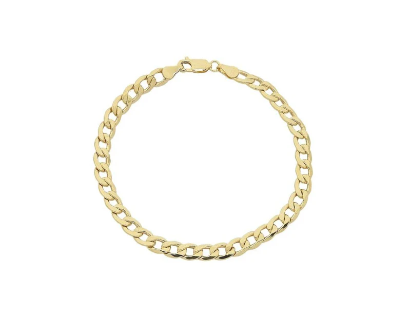 Bevilles Curb Link Bracelet 9ct Yellow Gold Infusion 21cm