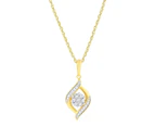 Bevilles 9ct Yellow Gold Diamond Set Flame Necklace Pendant - Yellow Gold