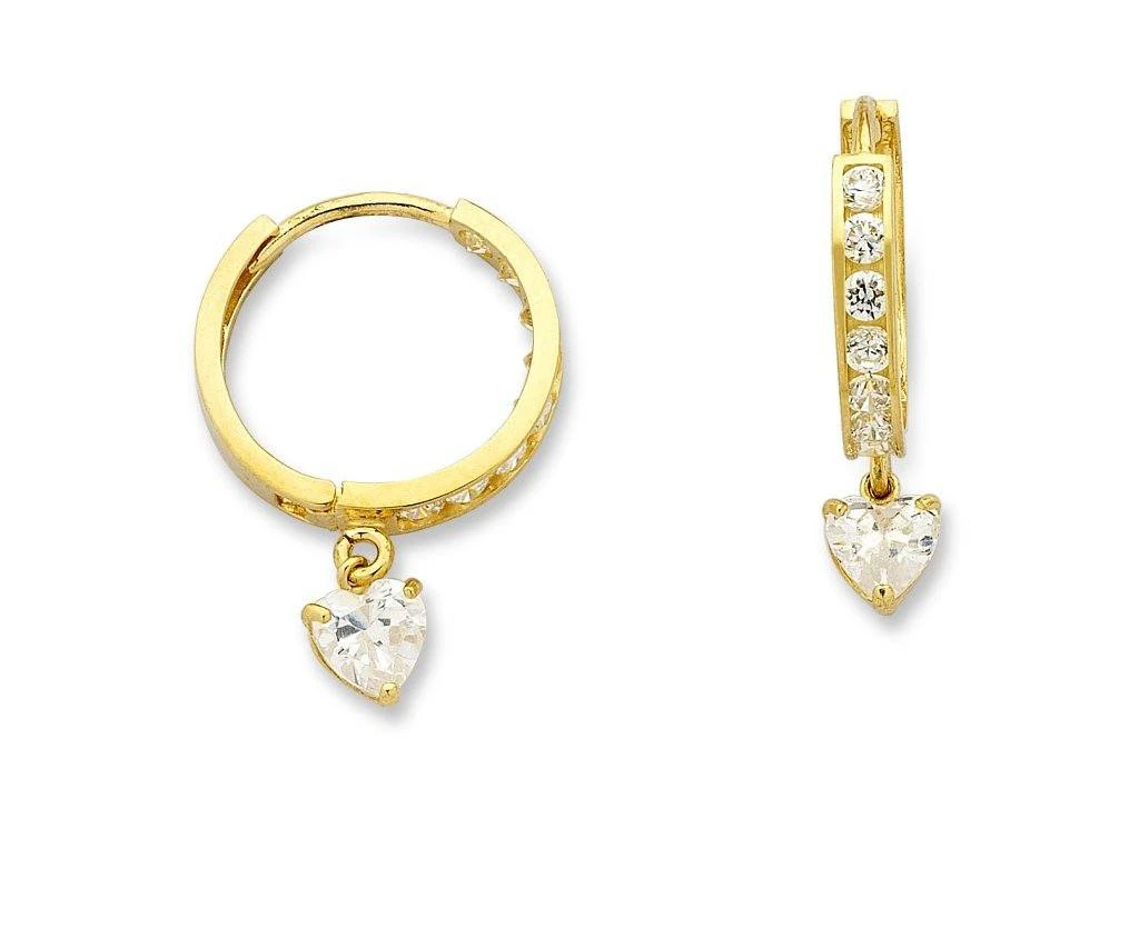 Bevilles 9ct Yellow Gold Heart Drop Hoop Earrings