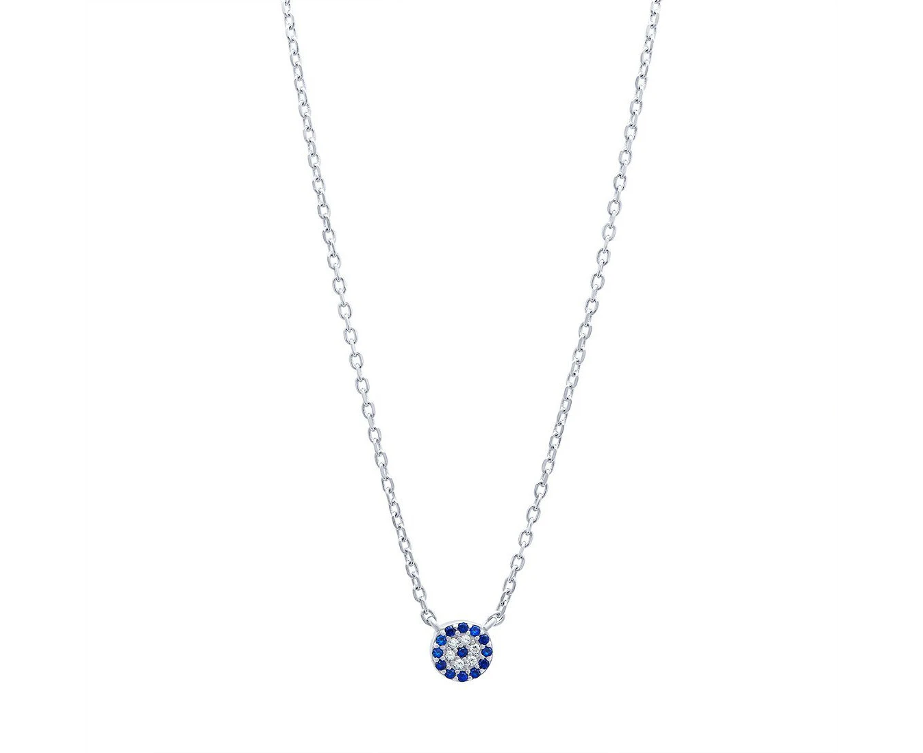 Bevilles Evil Eye Necklace Sterling Silver 45cm